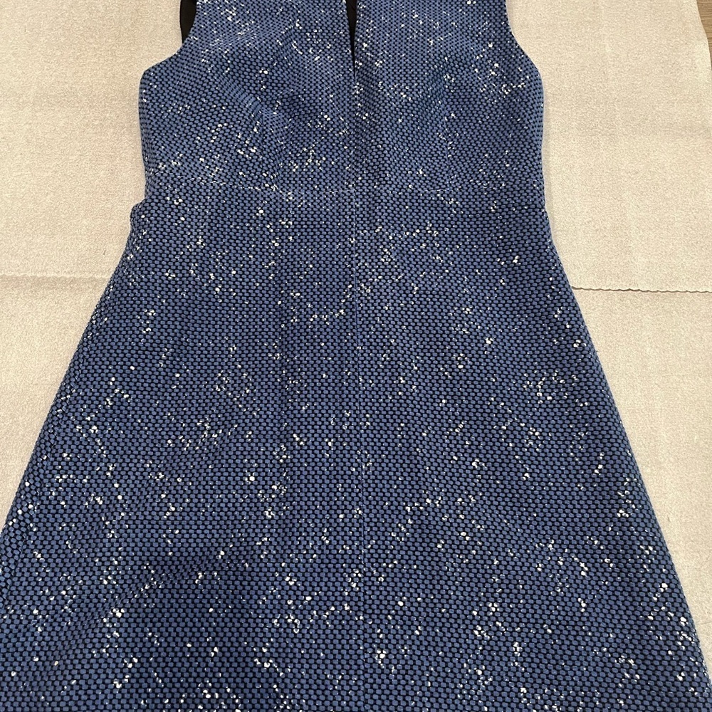 [12] Diane Von Furstenberg Yvette Navy Painted Tweed A Line Shift Dress - Picture 11 of 12